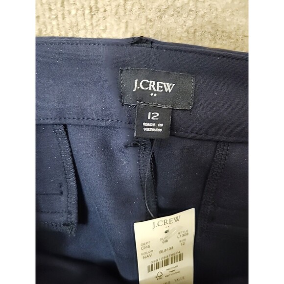 J Crew Ponte Knit Slim Work Pants Womens 12 Navy Blue Ankle Stretch Career NEW - Picture 5 of 7
